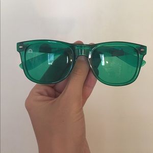 Green Wayfarer sunglasses