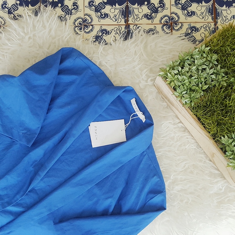 FRNCH blue short-sleeve light trench coat