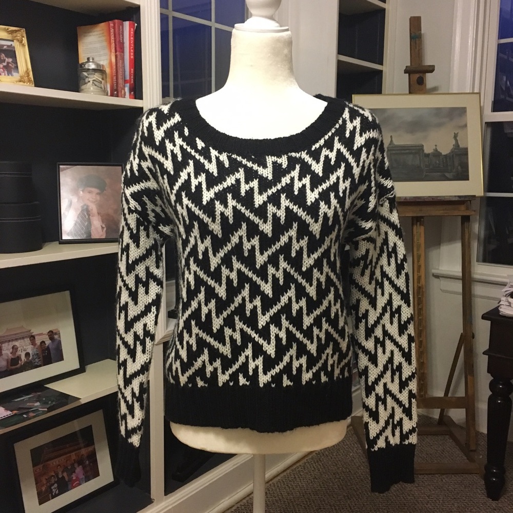 Philosophy Black and White Bold Abstract Sweater