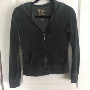 Velour hoodie zip-up (grey)