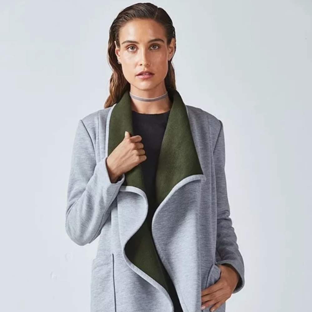 FABLETICS Moscow Coat in olive and grey! Sz small