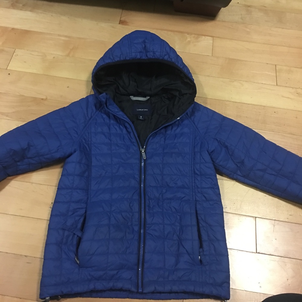 Blue lands end light down jacket kids small (8)