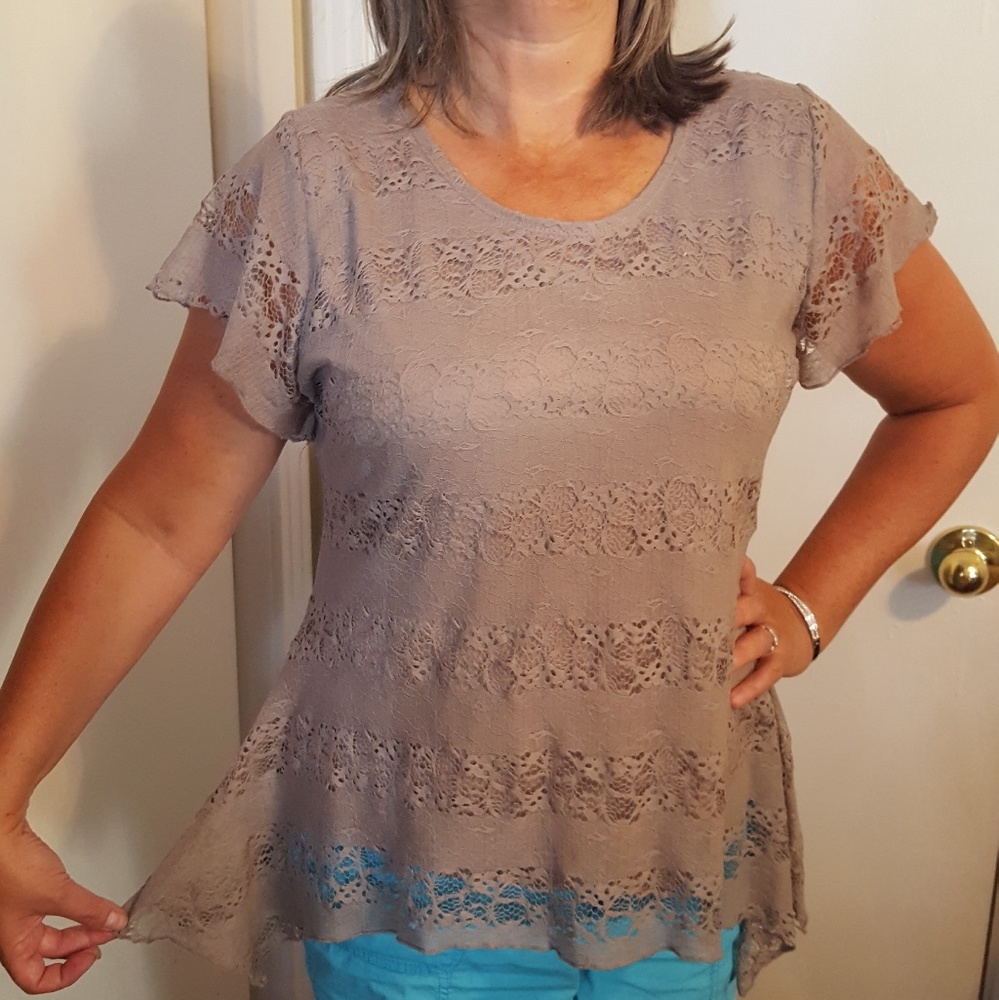 Taupe lace blouse