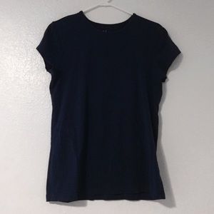Plain Navy Blue Crew Neck Short Sleeve Shirt