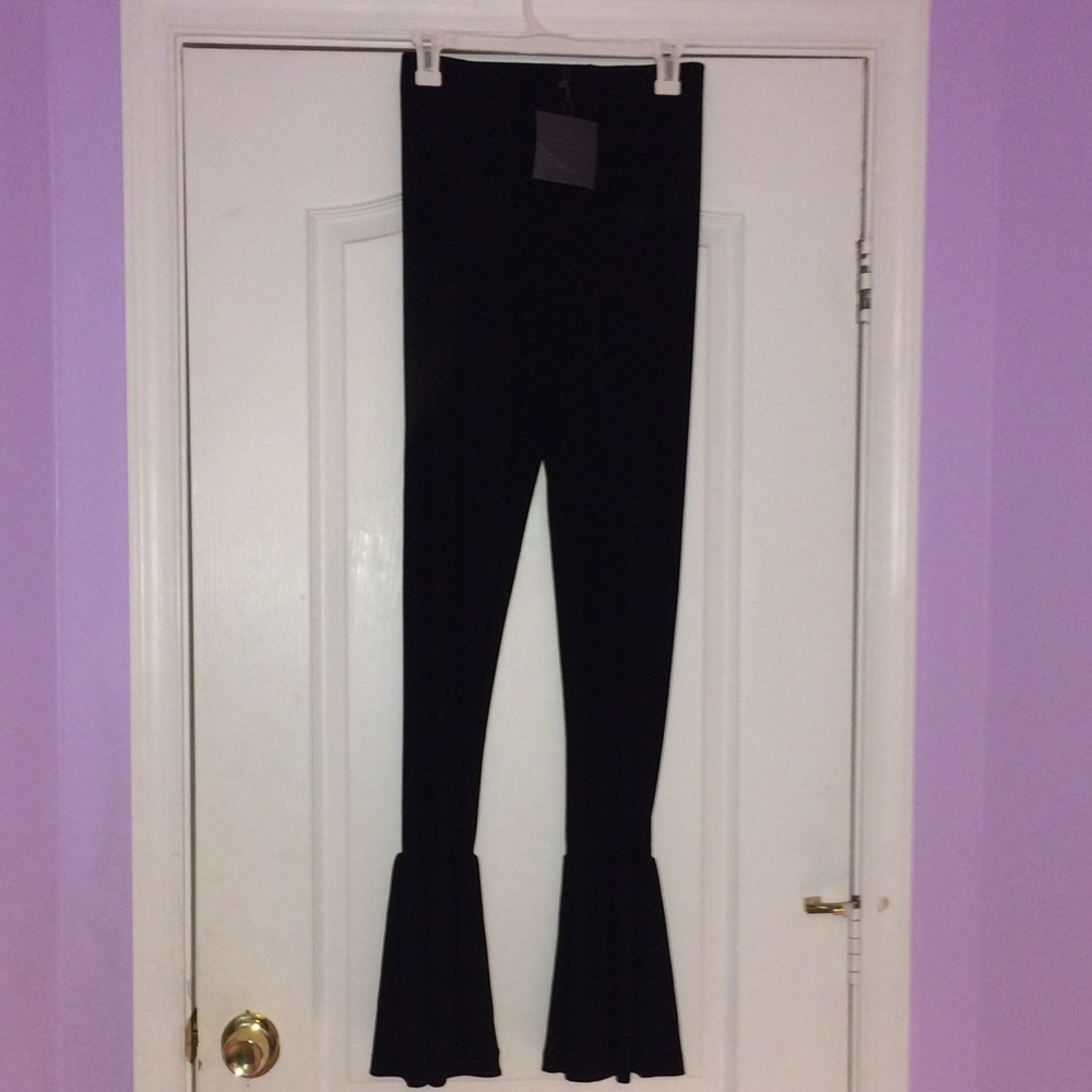 Black Zara Medium Flared Pants New With Tags