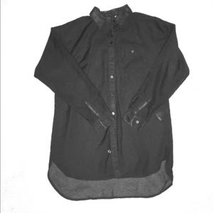 Sheer black button down