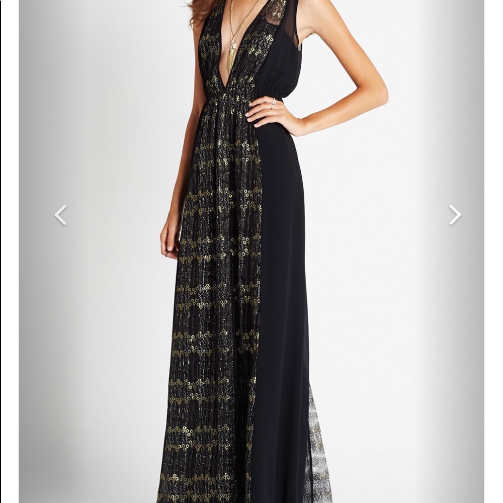 bcbg generation black gold maxi dress