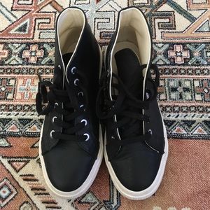 Superga Black Leather High-Top Sneakers