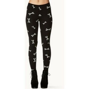 Goth Punk Forever 21 Crossbones Leggings Rare