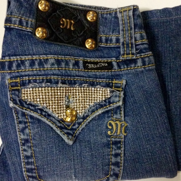 Miss Me RARE Gold Bedazzled Jeans🕶HP @ginap7777 - Picture 2 of 8