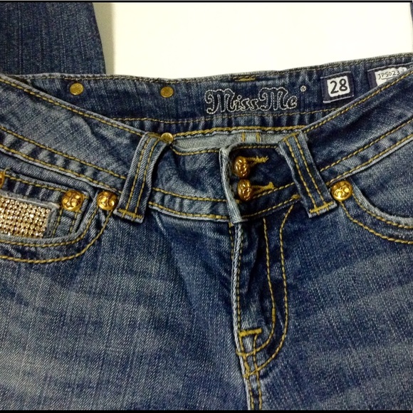 Miss Me RARE Gold Bedazzled Jeans🕶HP @ginap7777 - Picture 6 of 8