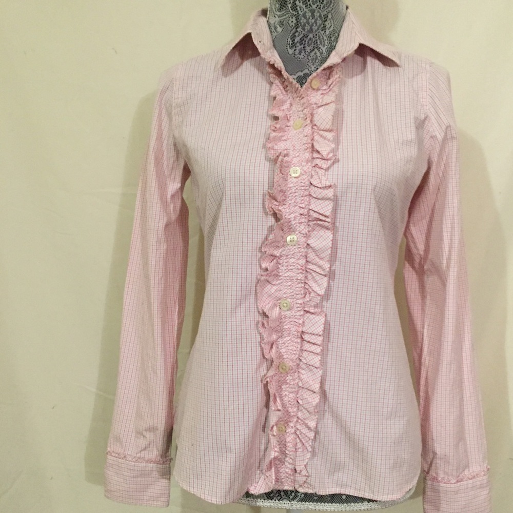 Banana Republic Pink Ruffle Shirt