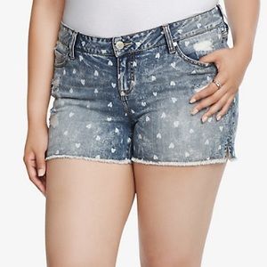 Torrid. Like 🆕! light wash shorts with hearts💙💙