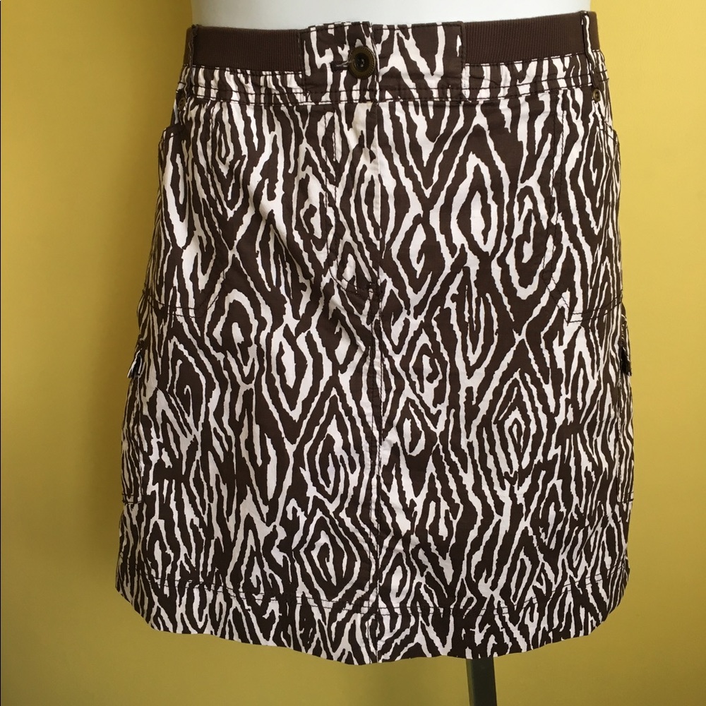 Chico's brown white Zebra Sofia Cargo Skirt 3 XL