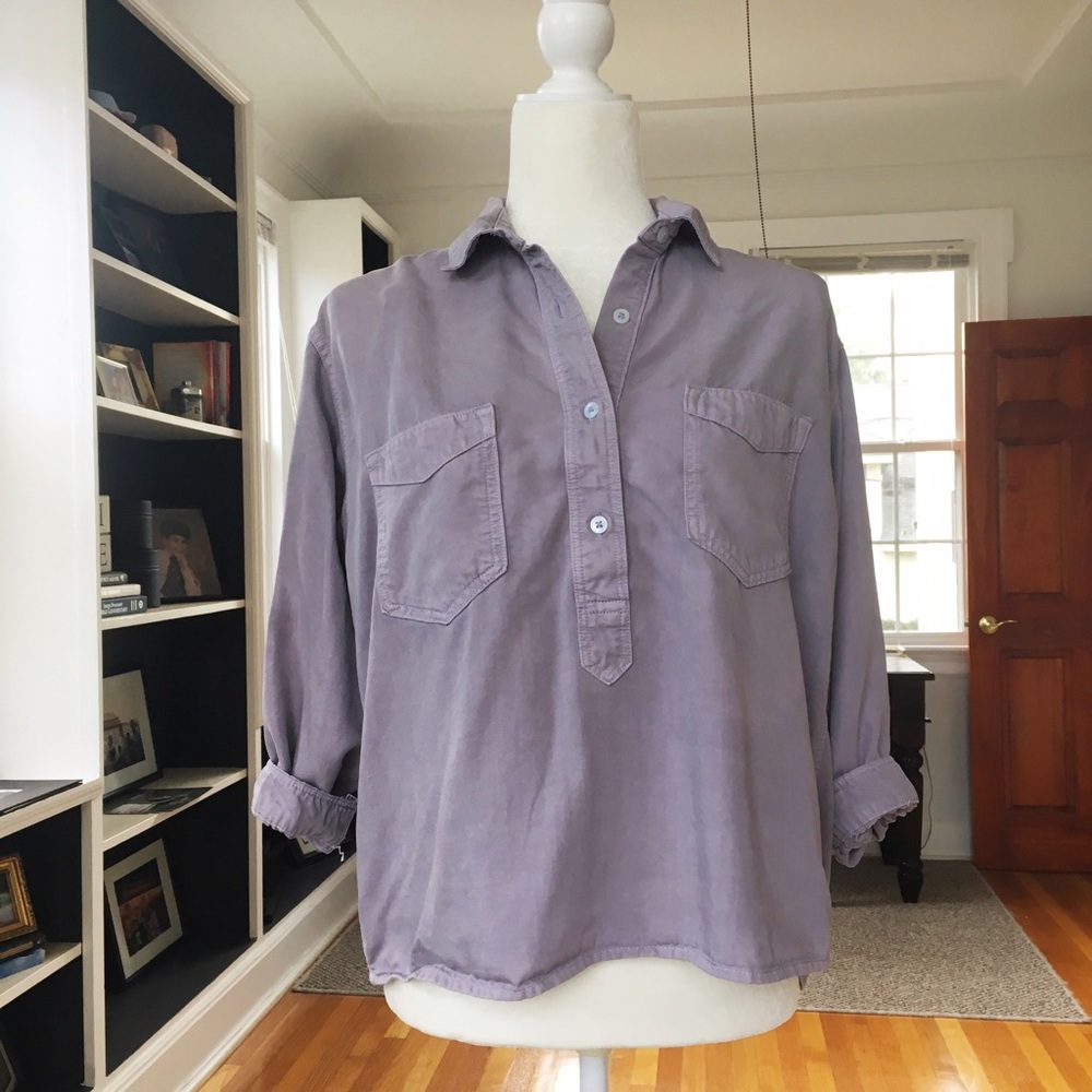 H&M Heavy Lilac 3/4 Sleeve Button Down