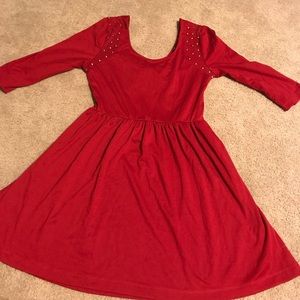 Red 3/4 sleeve dress with open back