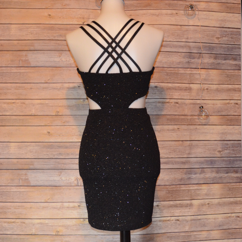 Emerald Sundae mini semiformal black shimmer dress