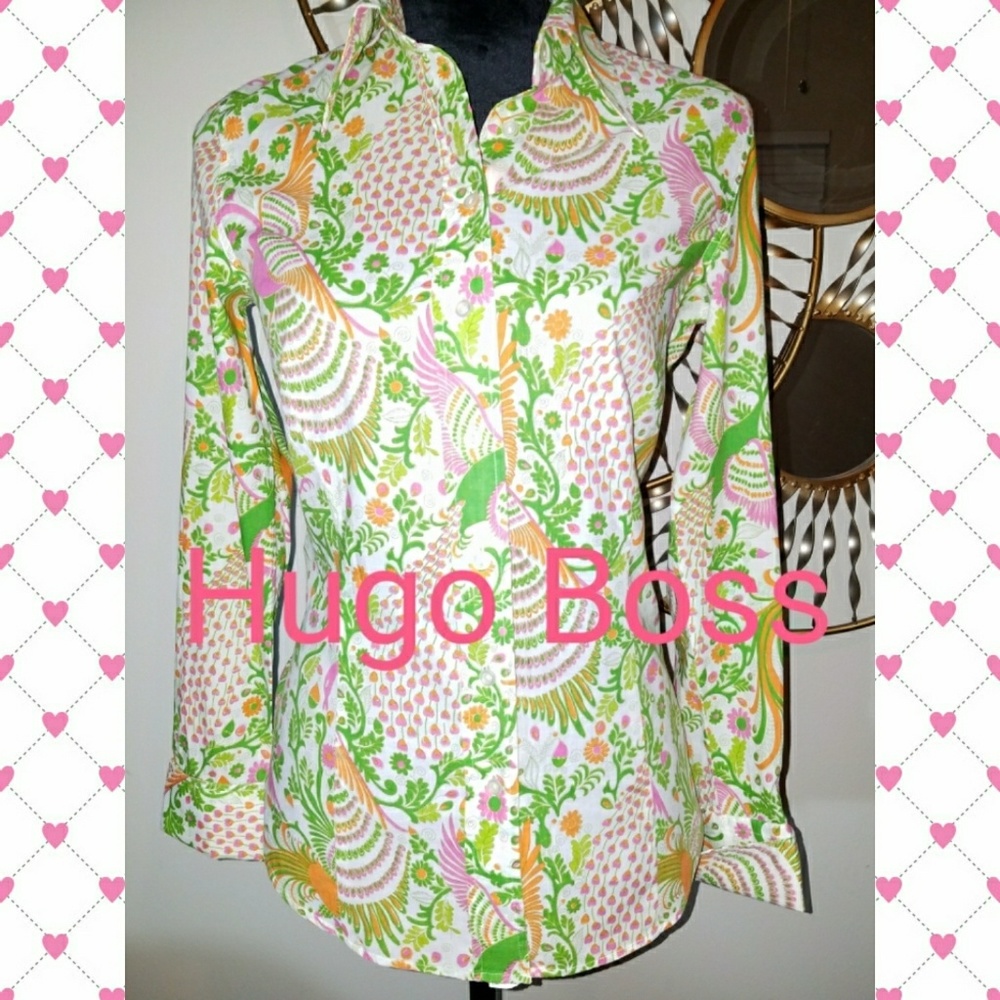 Hugo Boss Tropical Button up French Cuff Top
