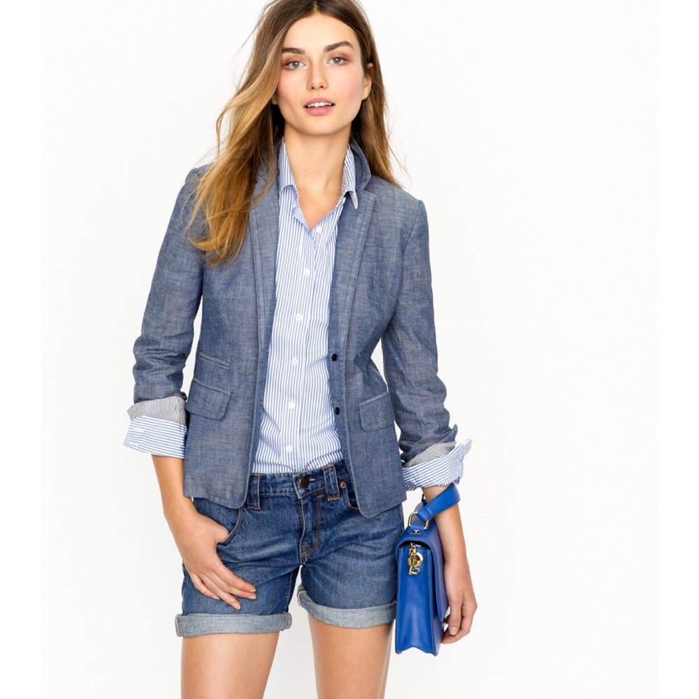J.Crew Chambray Blue Schoolboy Blazer Sz6 $160
