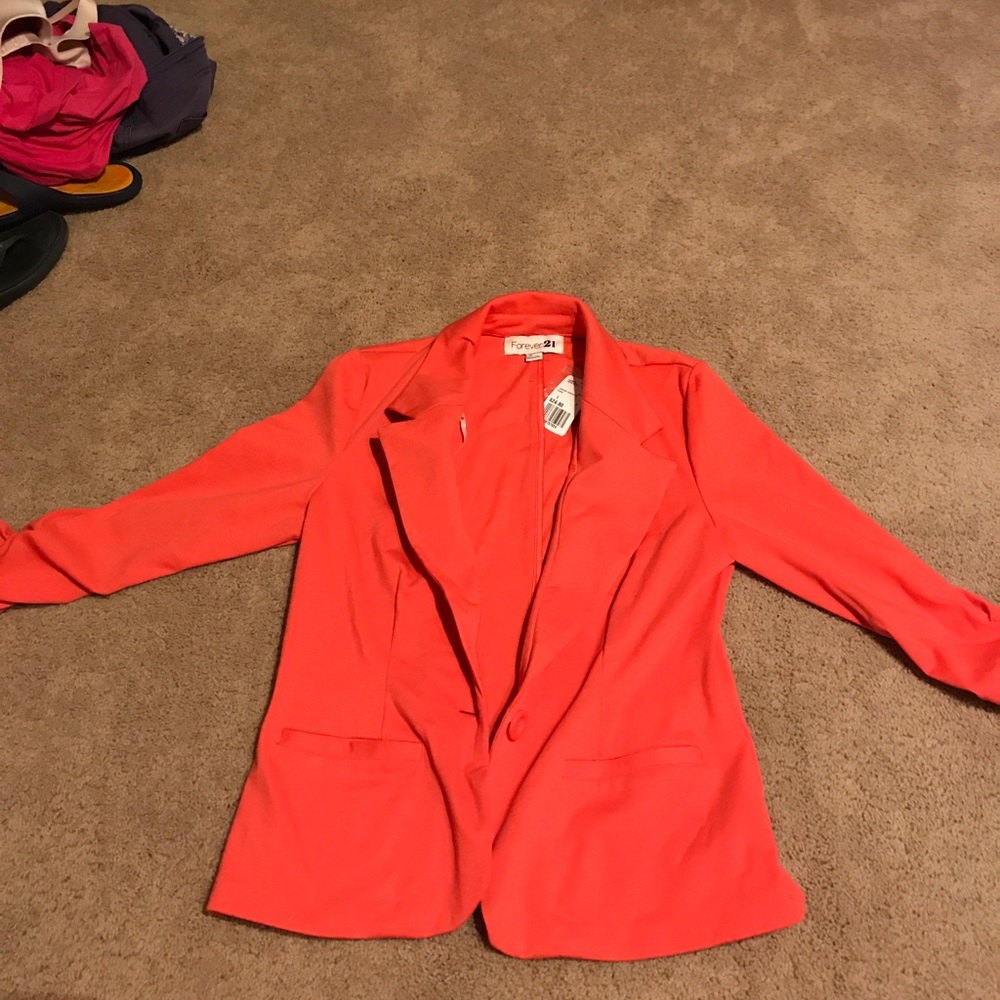 Coral stretchy blazer