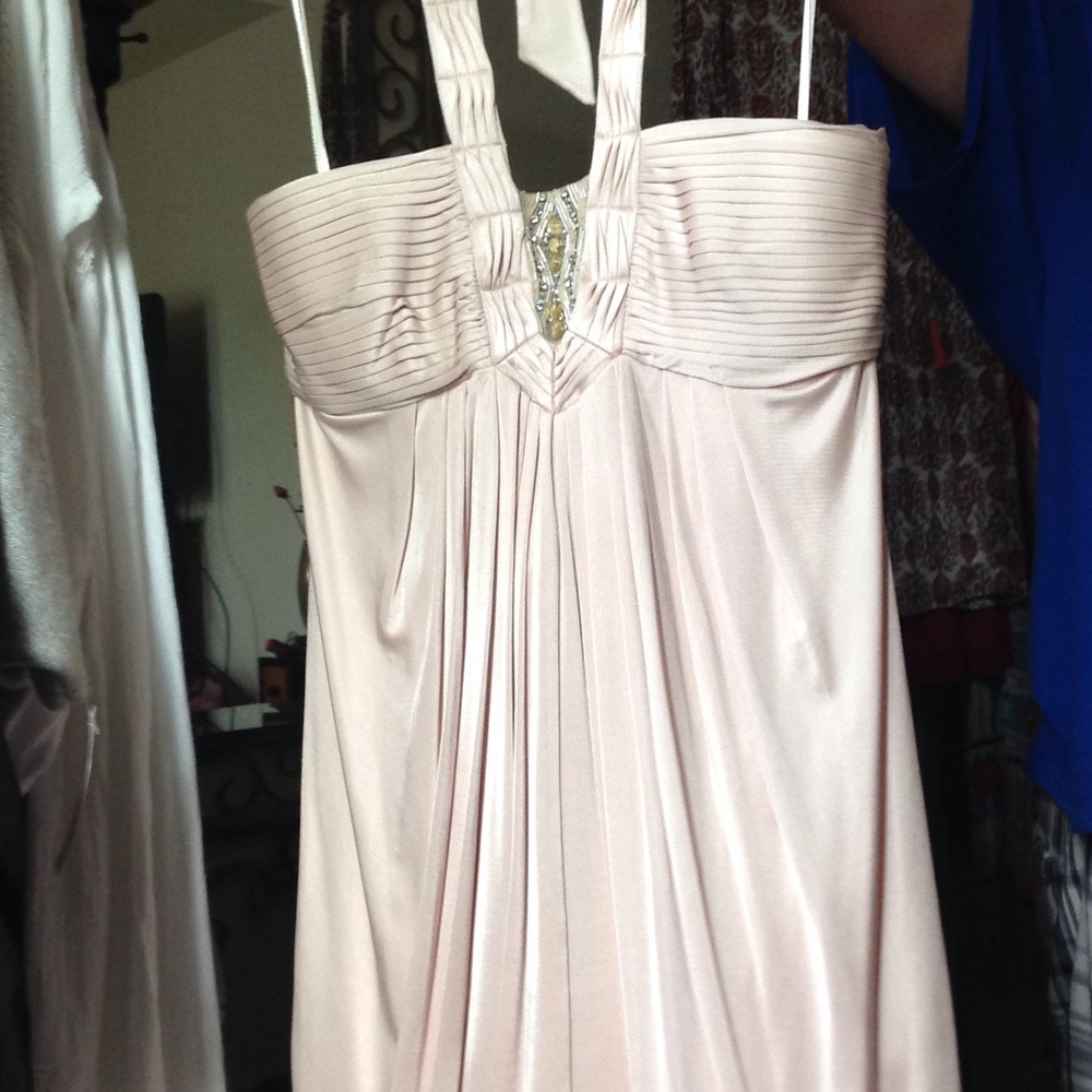 BCBG MAX AZRIA halter style champagne dress NWT