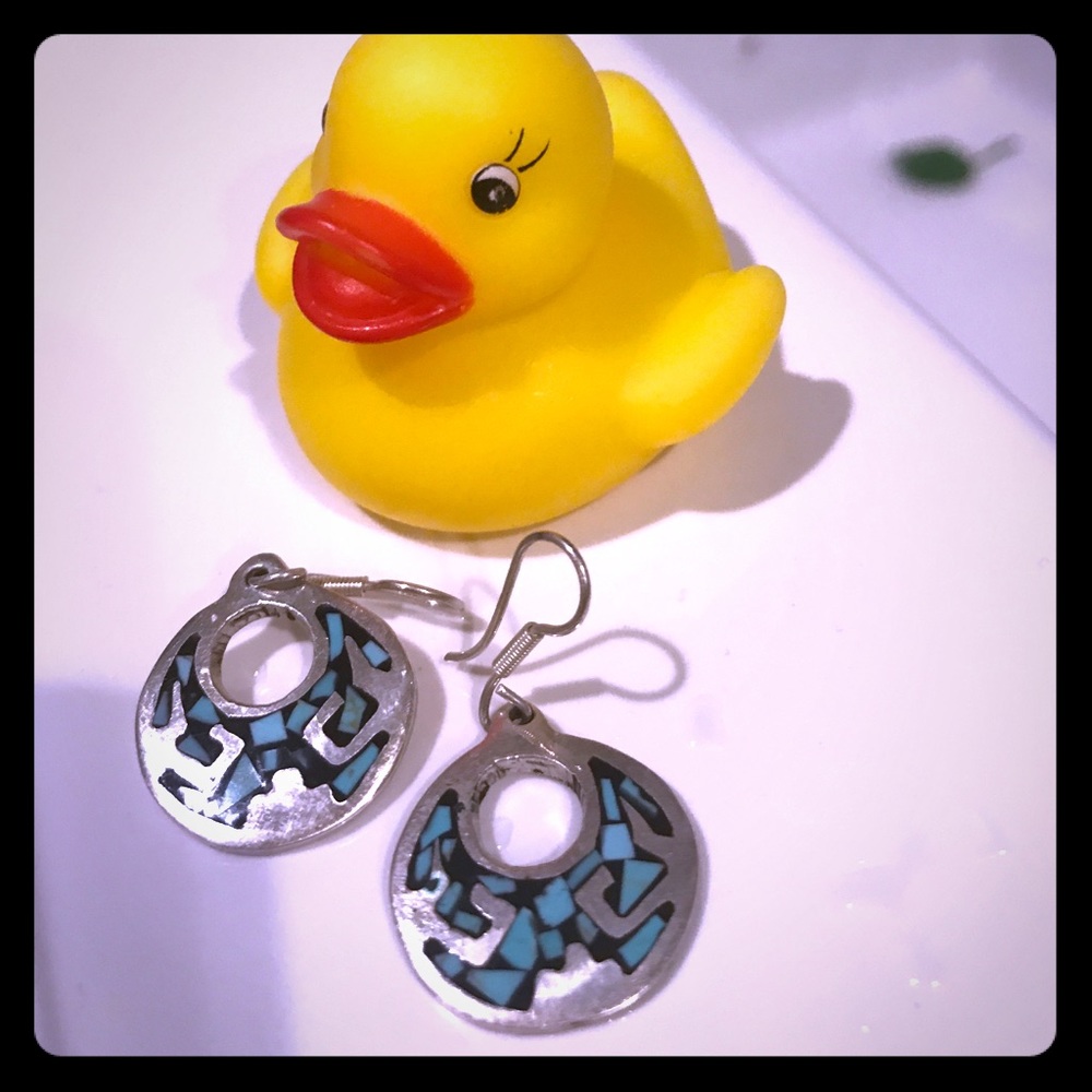 Hand crafted sterling silver & turquoise earrings