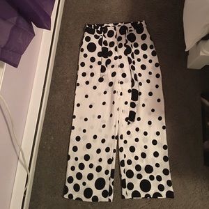 White with black polkadots palazzo pants