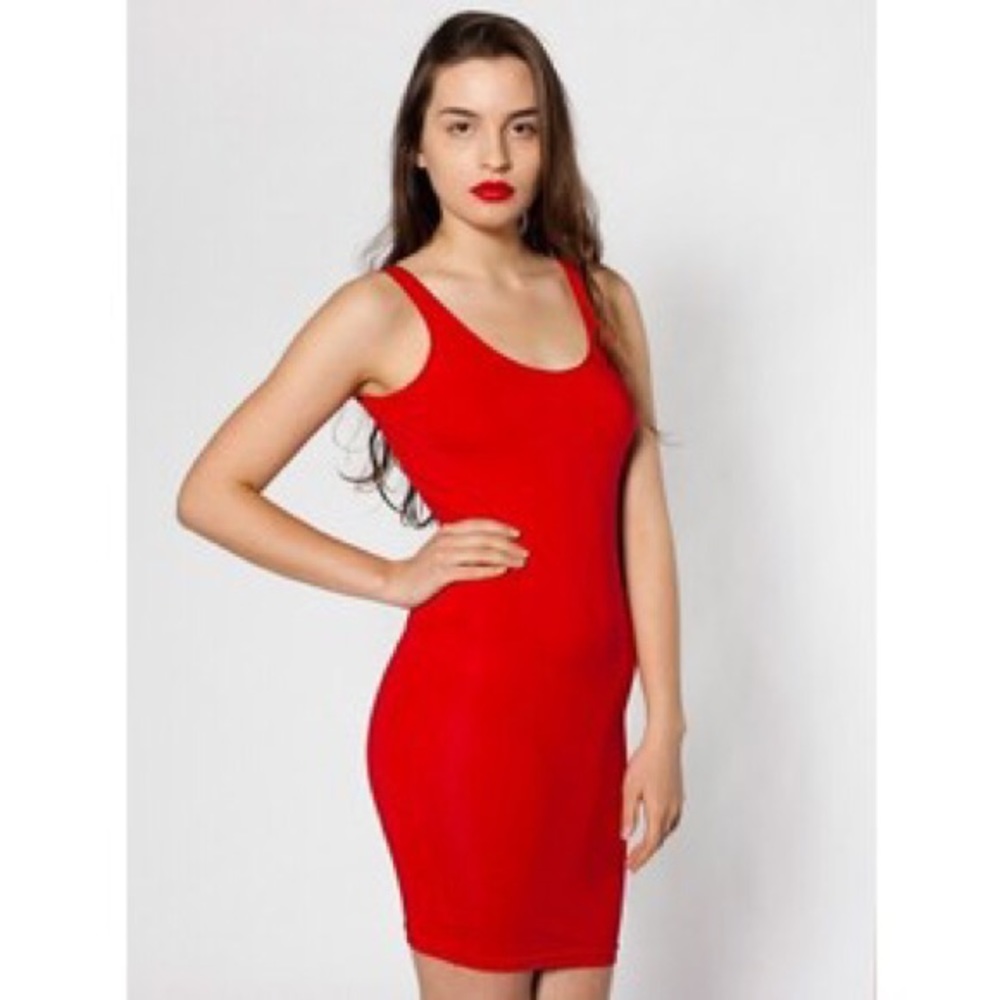 American Apparel Low Back Red Scuba Dress