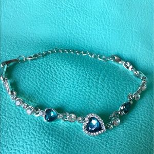 BOGO Ocean Blue Crystal Heart Bracelet