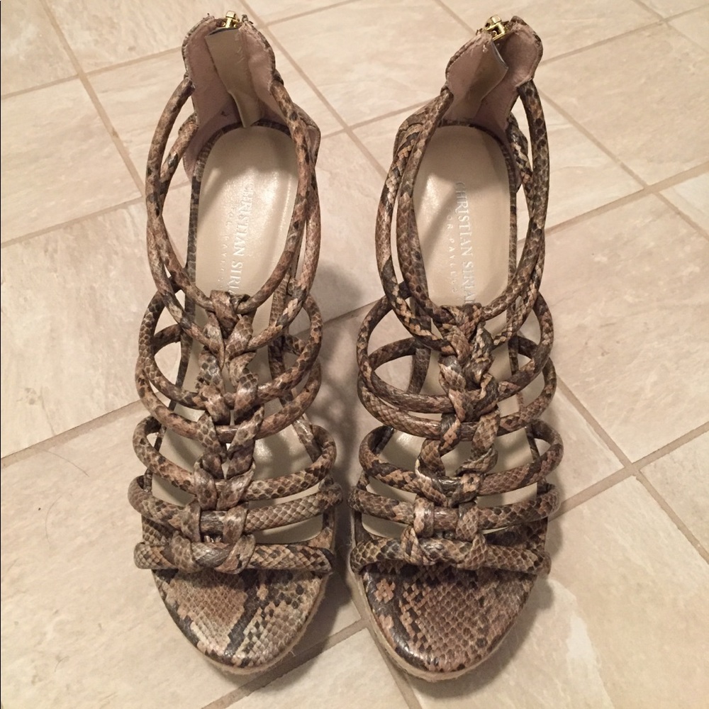 Christian Siriano Python-Print Espadrille Wedges