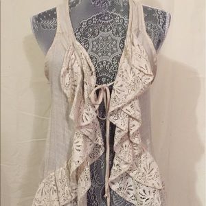 Cream Lace Ruffle Vest