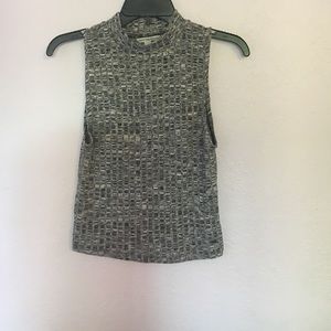 Heather grey patterned knit tank top