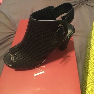 Merona black open toe booties
