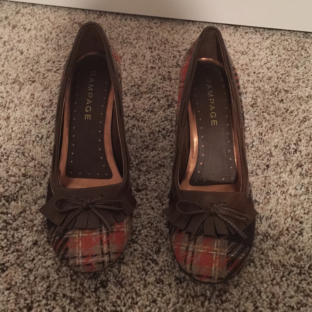 Plaid and fringe rampage heels