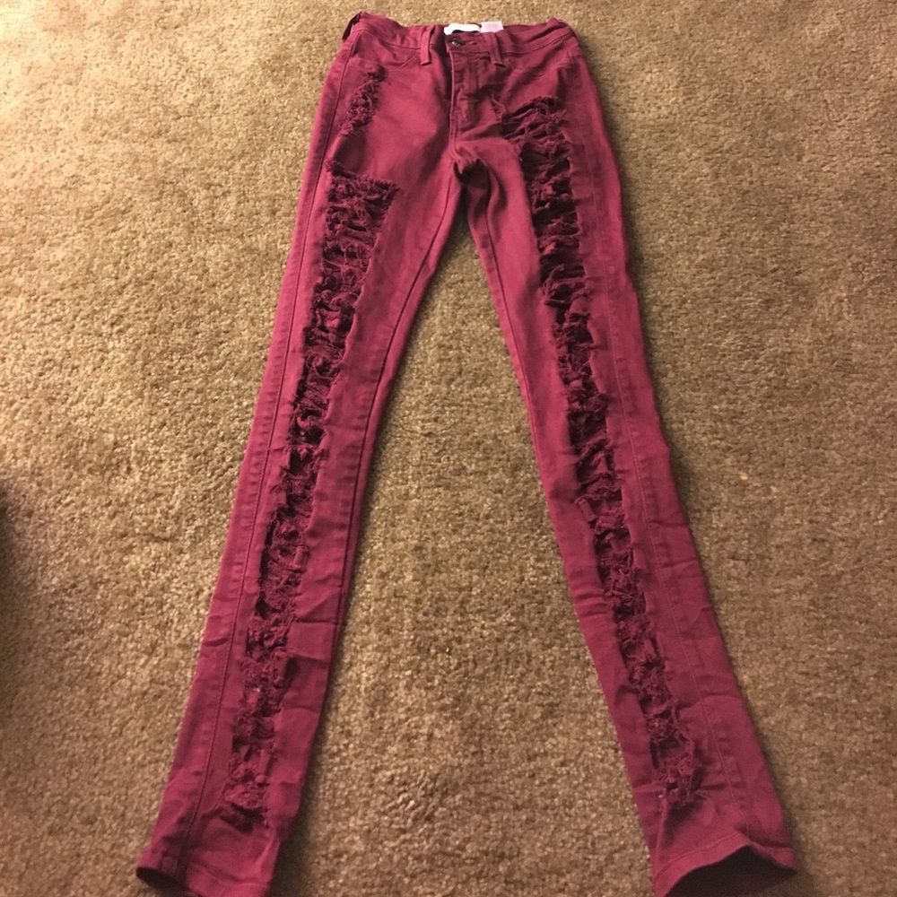 Burgundy high waisted jeans
