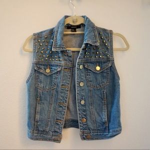 Forever 21 Gold Studded Jean Vest✨
