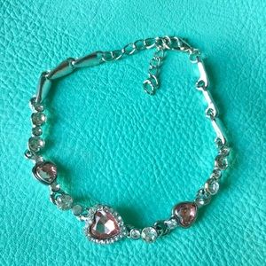 BOGO champagne crystal heart rhinestone necklace