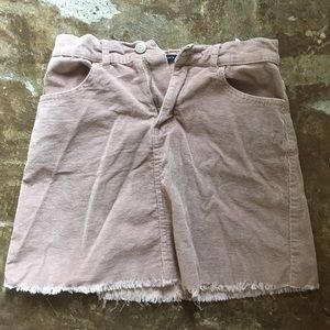 light pink suede skirt