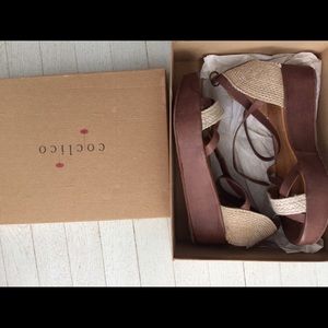 Wedge sandals leather with rope