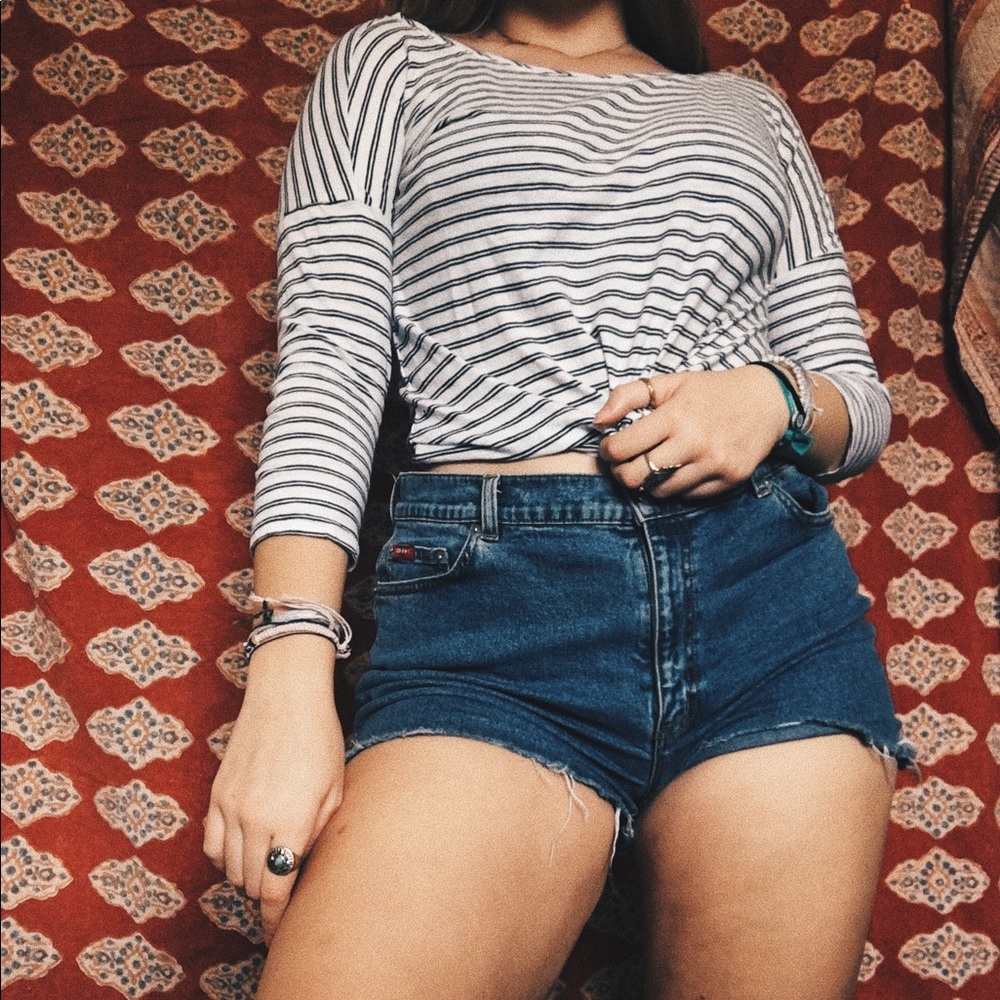 stripped wide neck top