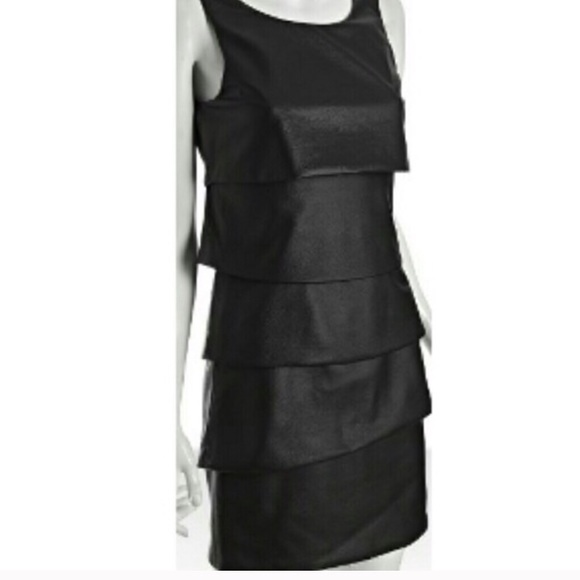 BCBC Max Azria Tiered Faux Leather Dress Size 2 - Picture 1 of 4