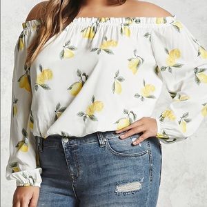 F21 Off the Shoulder Lemon Top