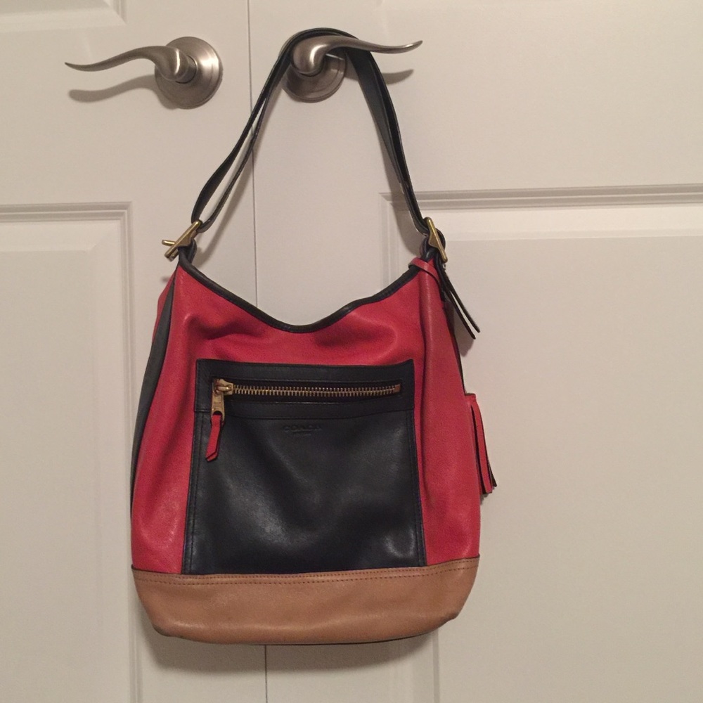 Coach color-block bucket tote