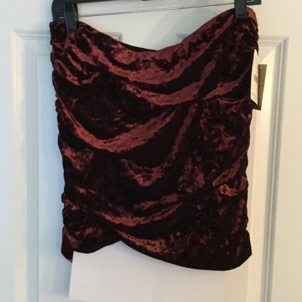 Free People Large burgundy velvet scrunch skirt
