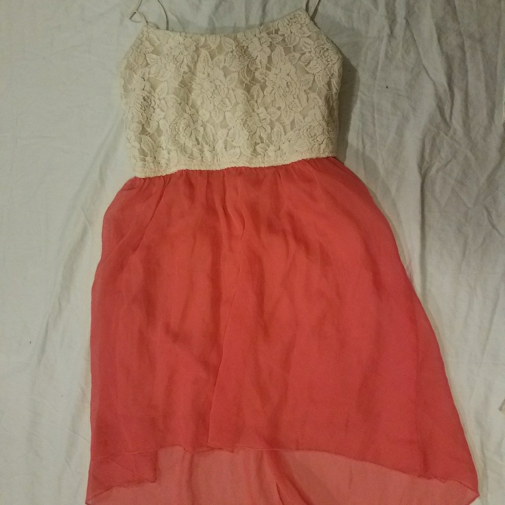 Spaghetti strap, hi-low dress