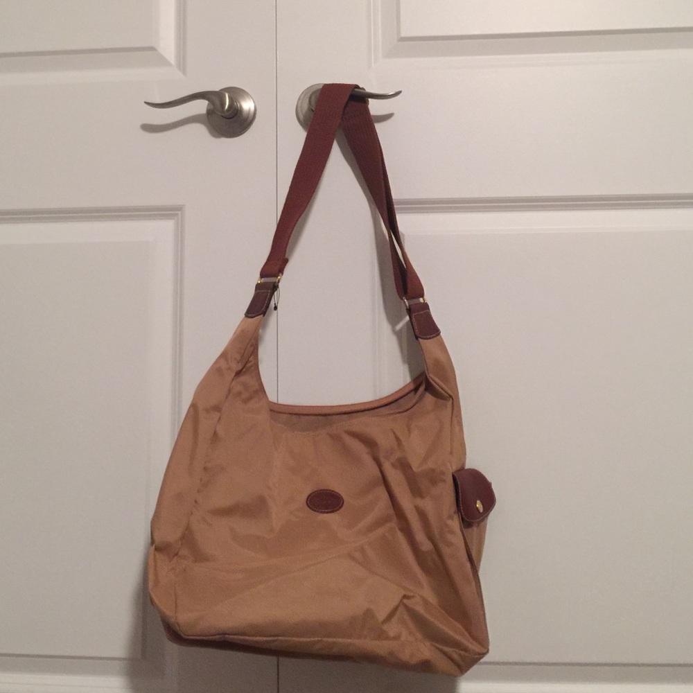 Longchamp canvas messenger style tote
