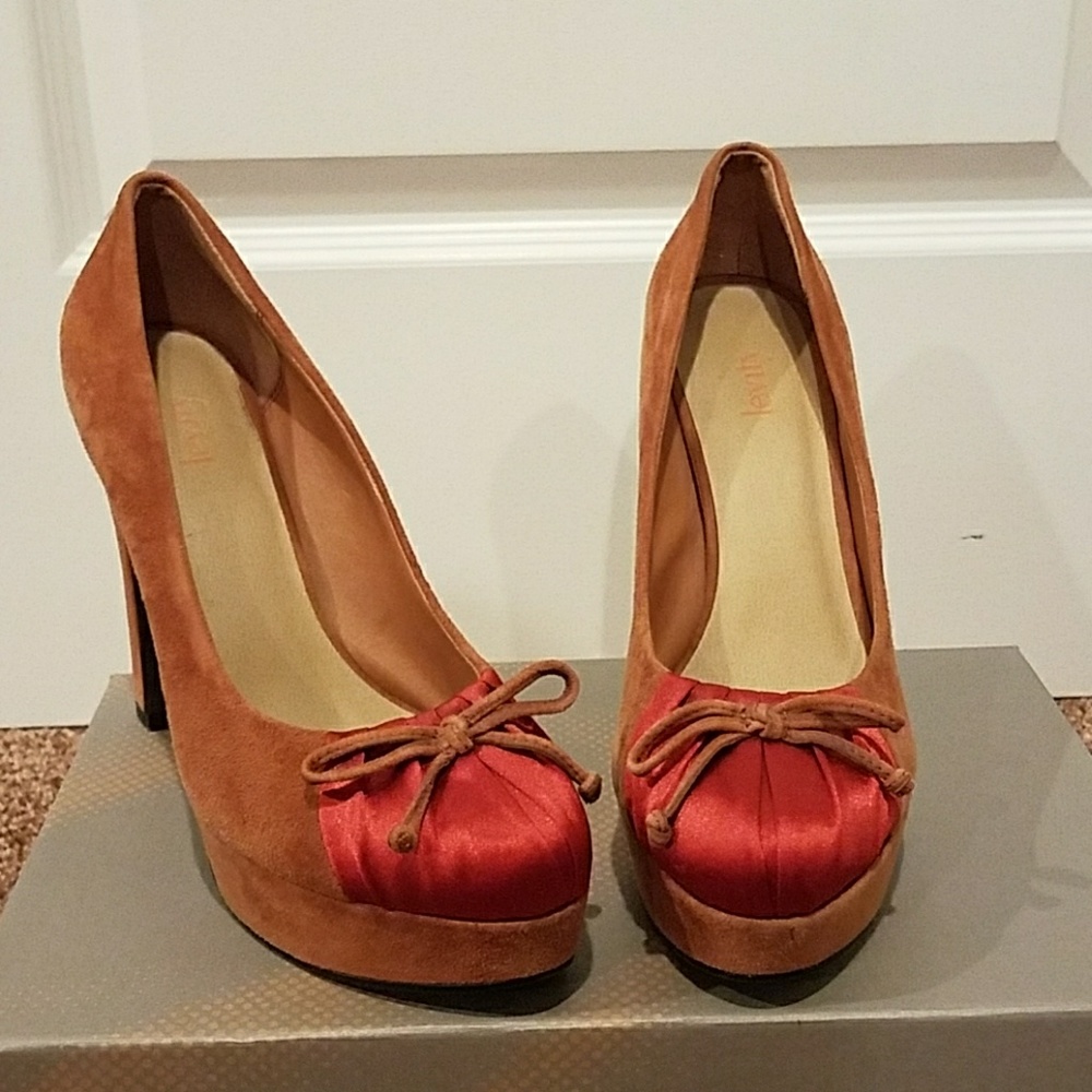 Orange Platform Heels with Satin toe