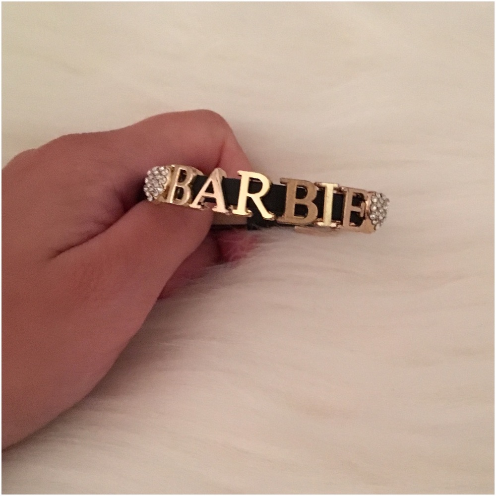 Black with gold letters Barbie bracelet