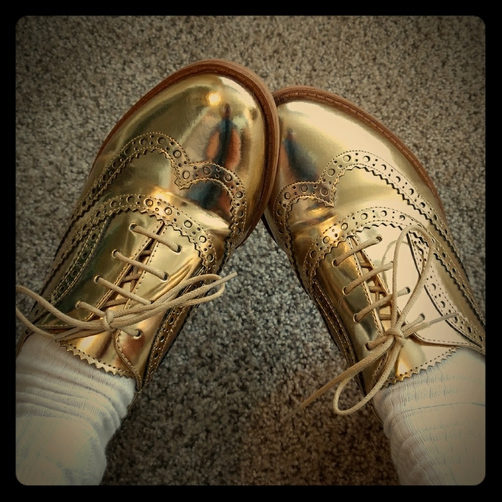 Sam Edelman gold oxfords.