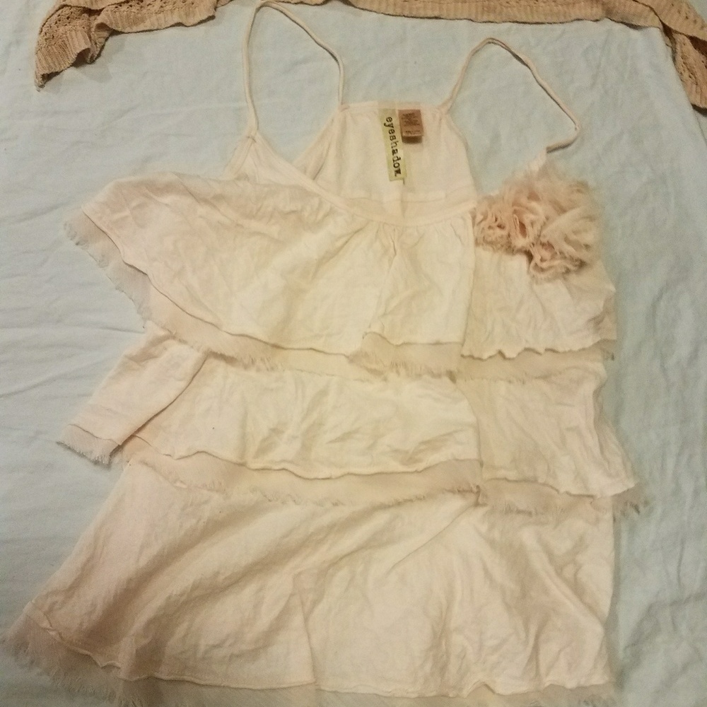 Pink, ruffle tank top size L